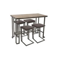 Roman 5pc Industrial Counter Height Dining Set in Bamboo Brown by LumiSource
