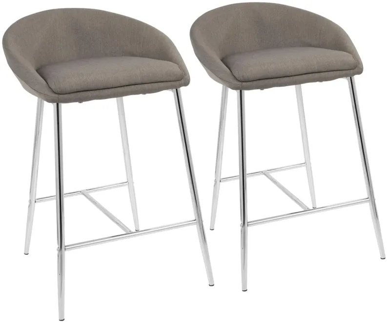 Matisse Glam 26" Counter Stools (Set of 2) in Grey with Chrome by LumiSource