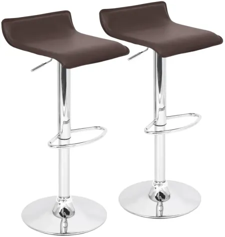 Ale Contemporary Adjustable Bar Stools (Set of 2) in Brown by LumiSource