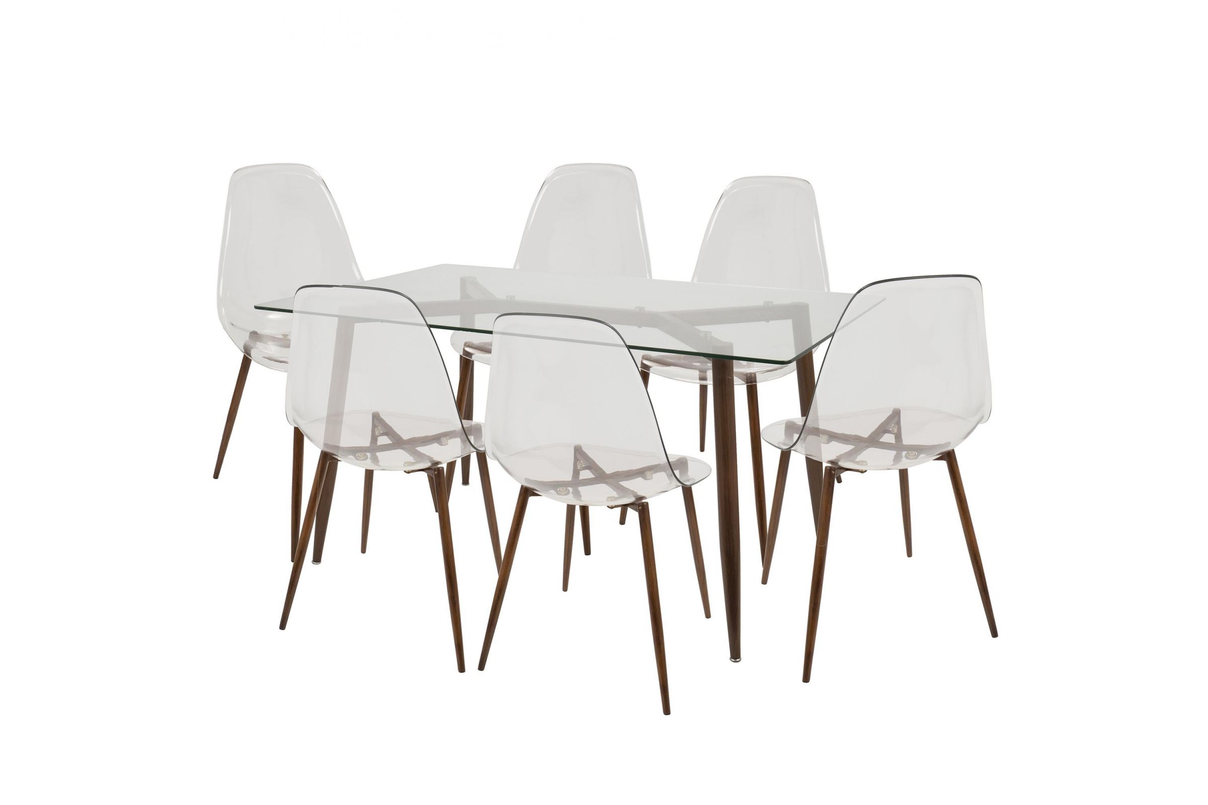 Clara Mid-Century Modern Dining Set in Walnut and Clear By LumiSource