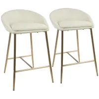 Matisse Glam 26" Counter Stools (Set of 2) in Cream and Gold by LumiSource