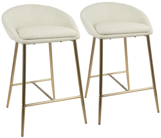 Matisse Glam 26" Counter Stools (Set of 2) in Cream and Gold by LumiSource