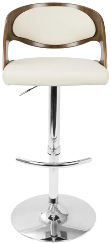 Pino Mid-Century Modern Adjustable Bar with Swivel in Walnut and Cream by LumiSource