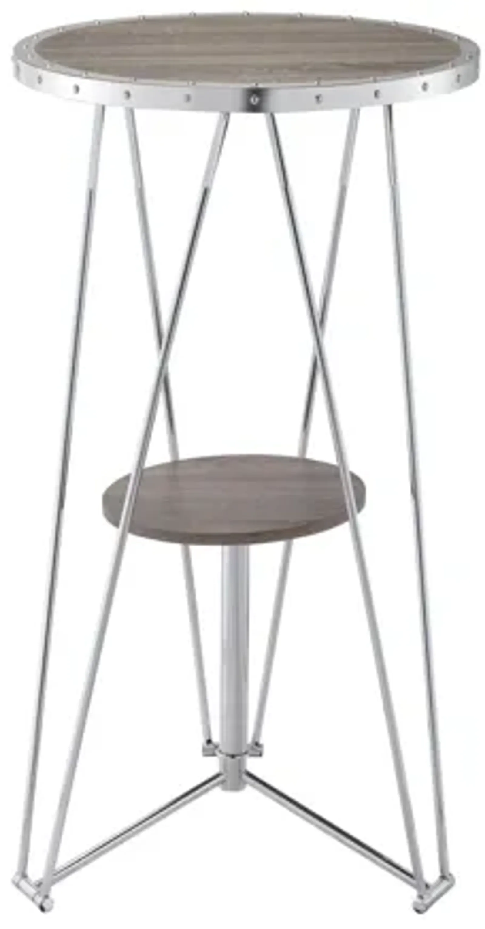 Jarvis Bar Table in Grey Oak & Chrome by ACME