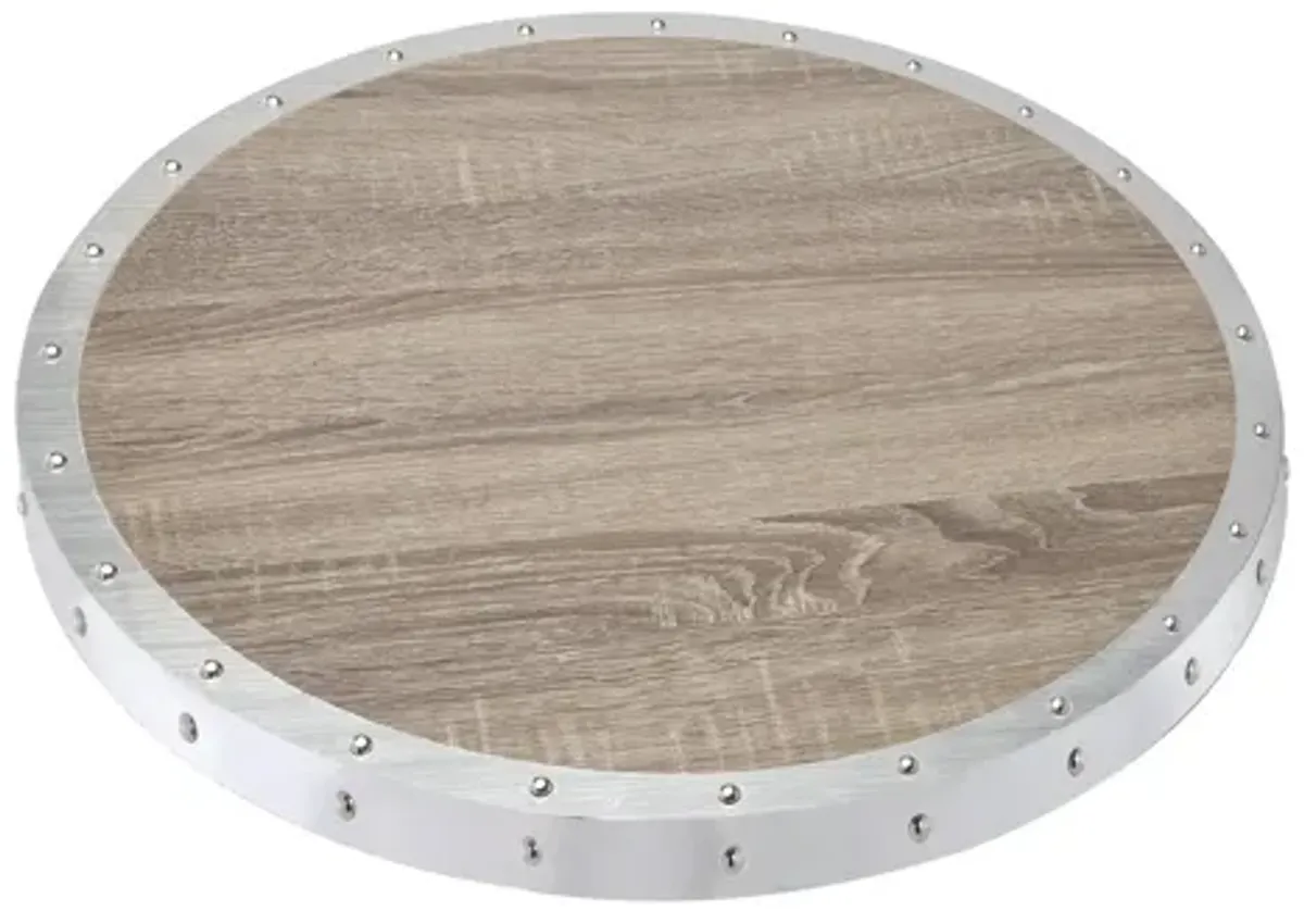 Jarvis Bar Table in Grey Oak & Chrome by ACME