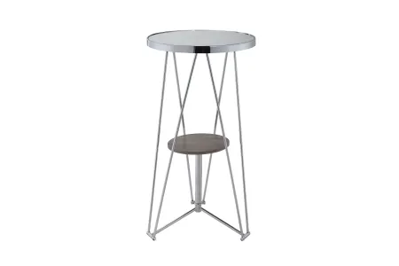 Jarvis Bar Table in Mirror, Grey Oak & Chrome by ACME