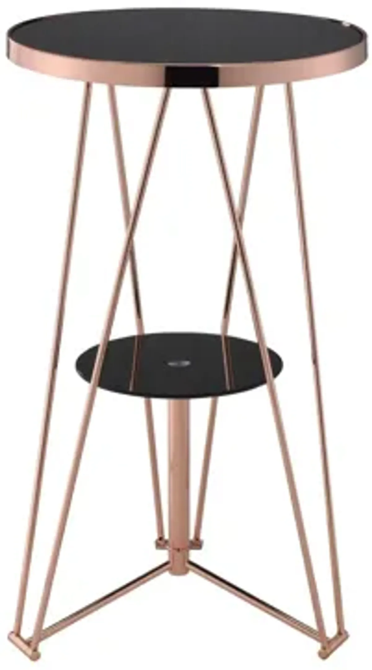 Jarvis Bar Table in Black Glass & Rose Gold by ACME