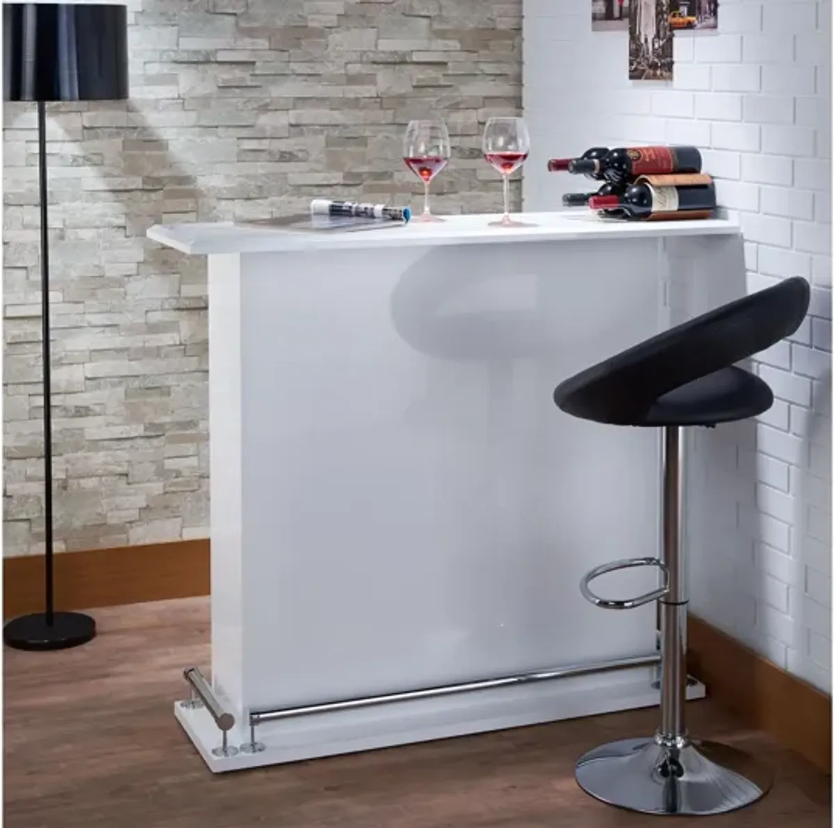 Kite Bar Table in White High Gloss by ACME