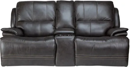 Juno Leather Dual Power Reclining Console Loveseat