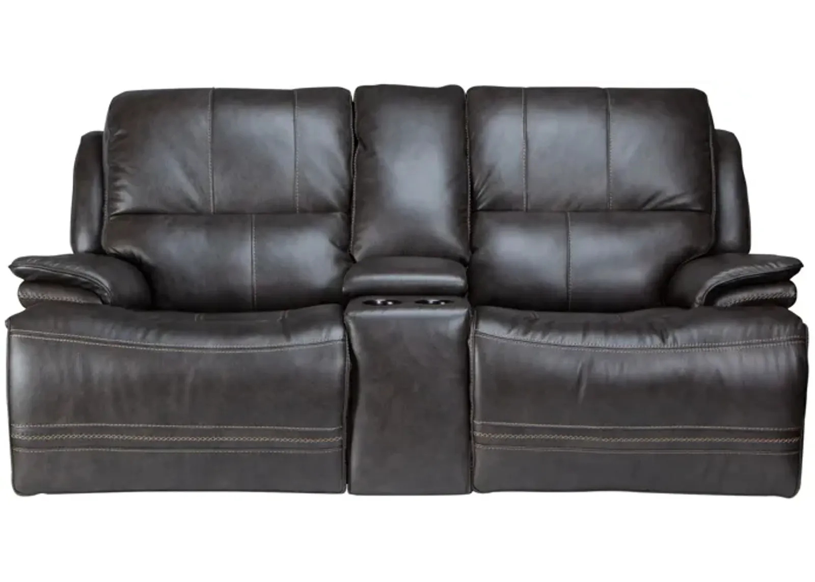 Juno Leather Dual Power Reclining Console Loveseat