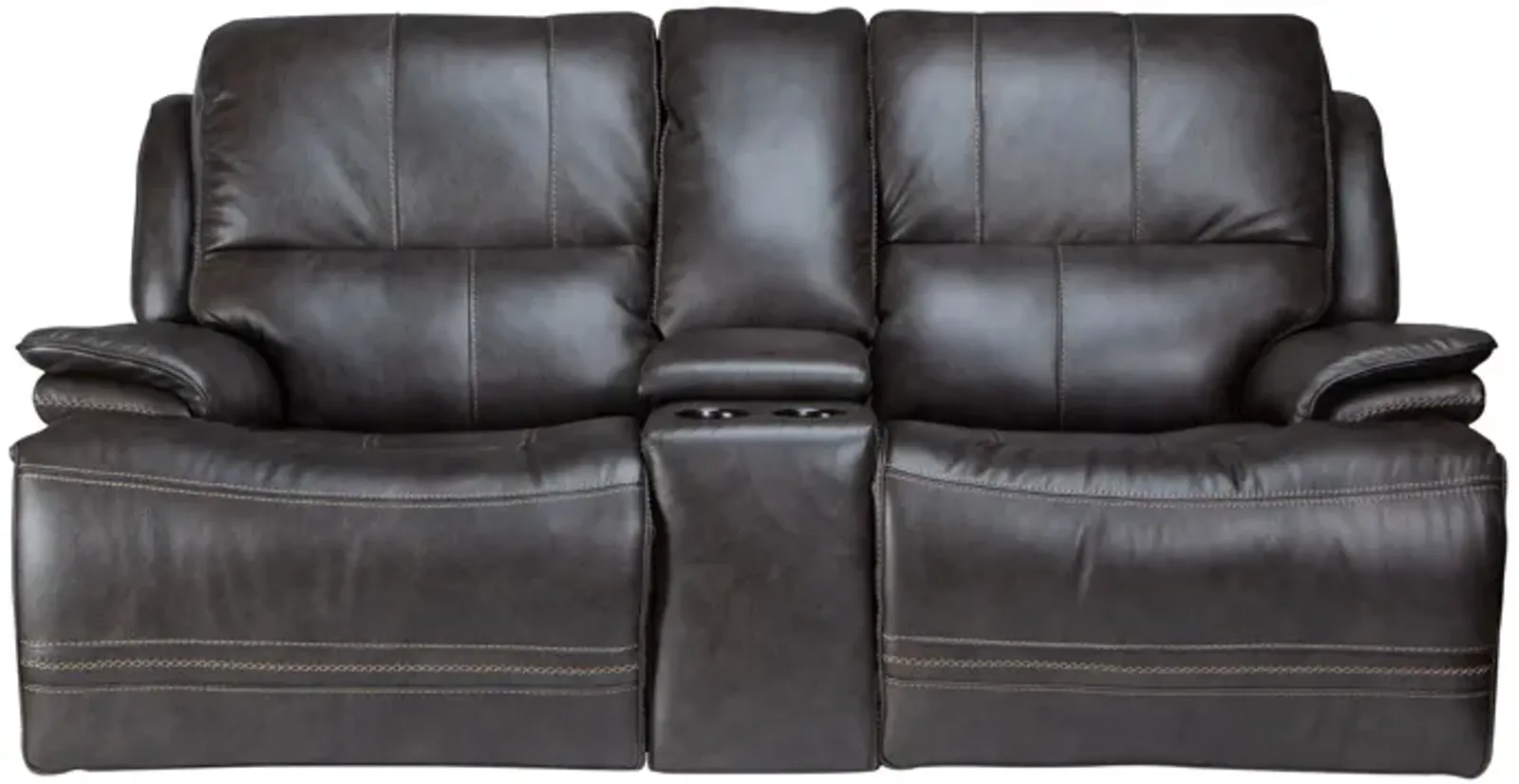 Juno Leather Dual Power Reclining Console Loveseat