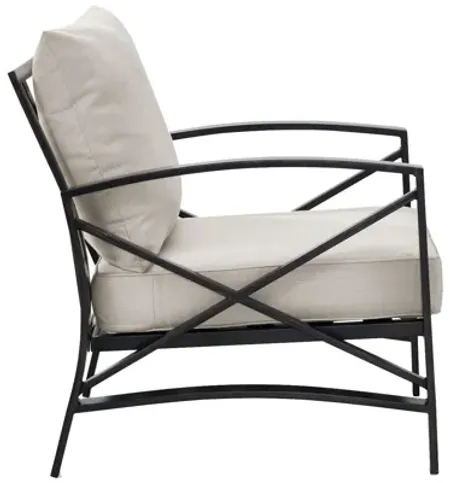 Kaplan Arm Chair in Oiled Bronze with Oatmeal Cushions