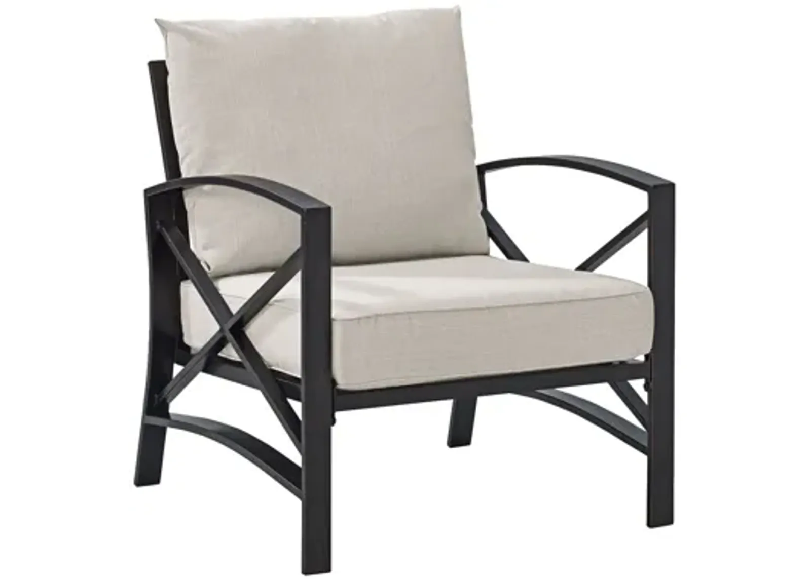 Kaplan Arm Chair in Oiled Bronze with Oatmeal Cushions