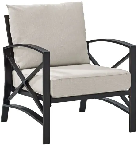Kaplan Arm Chair in Oiled Bronze with Oatmeal Cushions