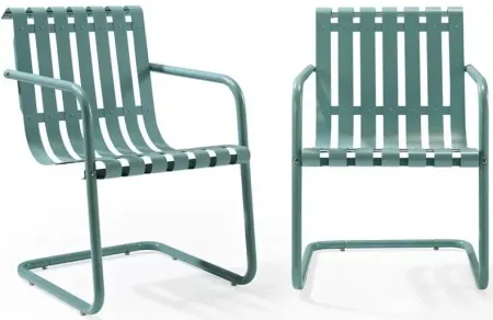 Gracie Set of 2 Stainless Steel Chairs in Blue