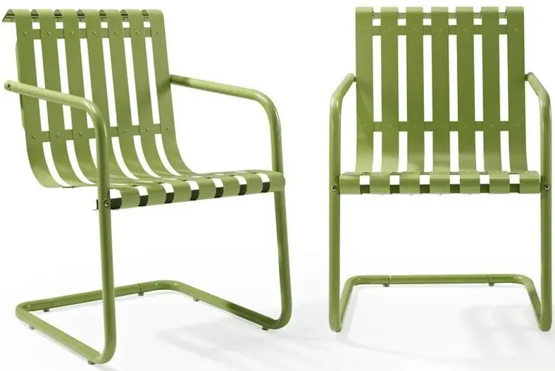Gracie Set of 2 Stainless Steel Chairs in Green