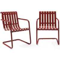 Gracie Set of 2 Stainless Steel Chairs in Red