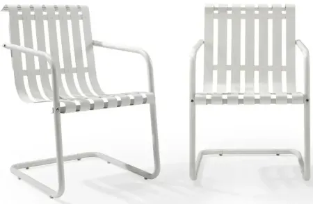 Gracie set of 2 Stainless Steel Chairs in White