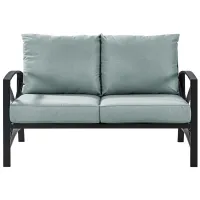 Kaplan Loveseat in Oiled Bronze with Mist Cushions