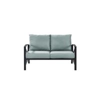 Kaplan Loveseat in Oiled Bronze with Mist Cushions