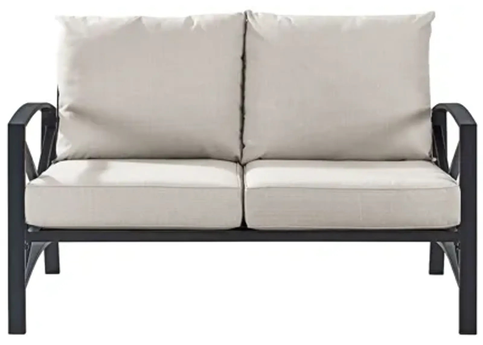 Kaplan Loveseat in Oiled Bronze with Oatmeal Cushions