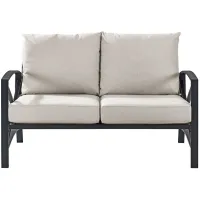 Kaplan Loveseat in Oiled Bronze with Oatmeal Cushions