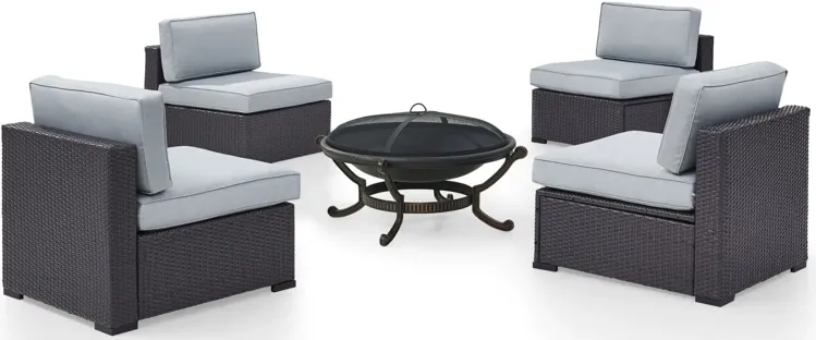 Biscayne Mist 5 Piece Outdoor Chairs and Fire Pit Set