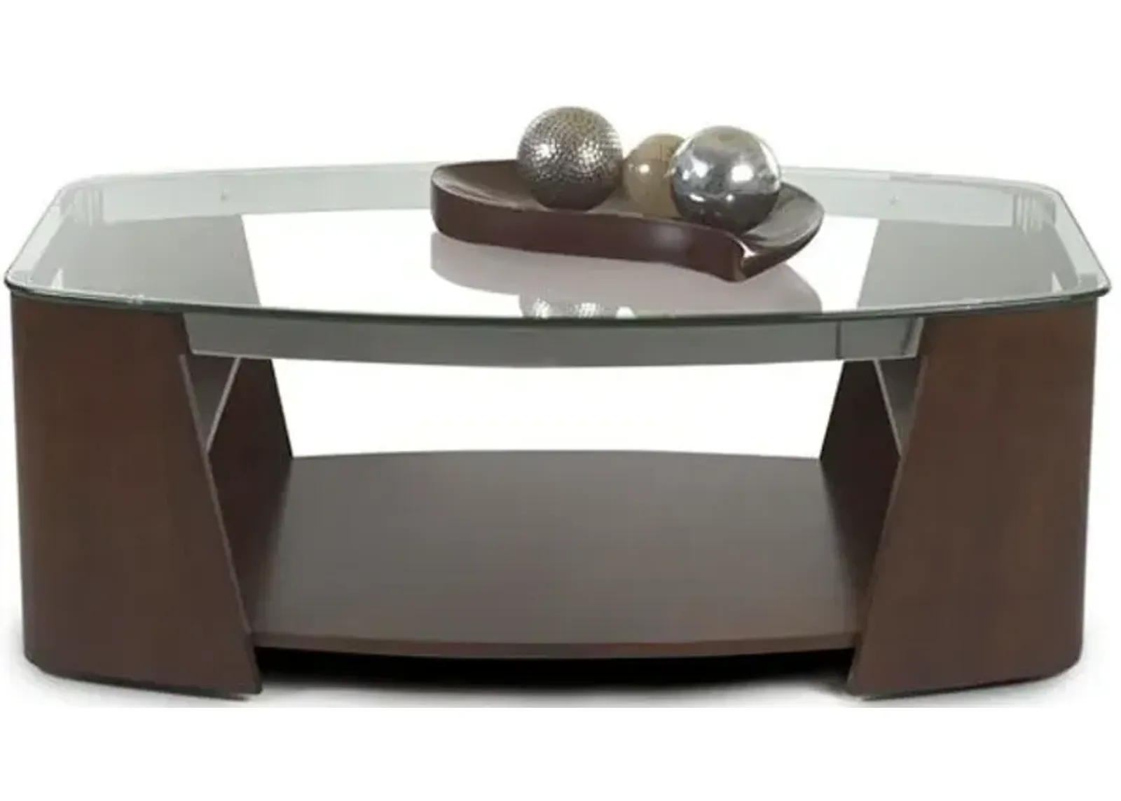 Dark Cherry & Glass Cocktail Table