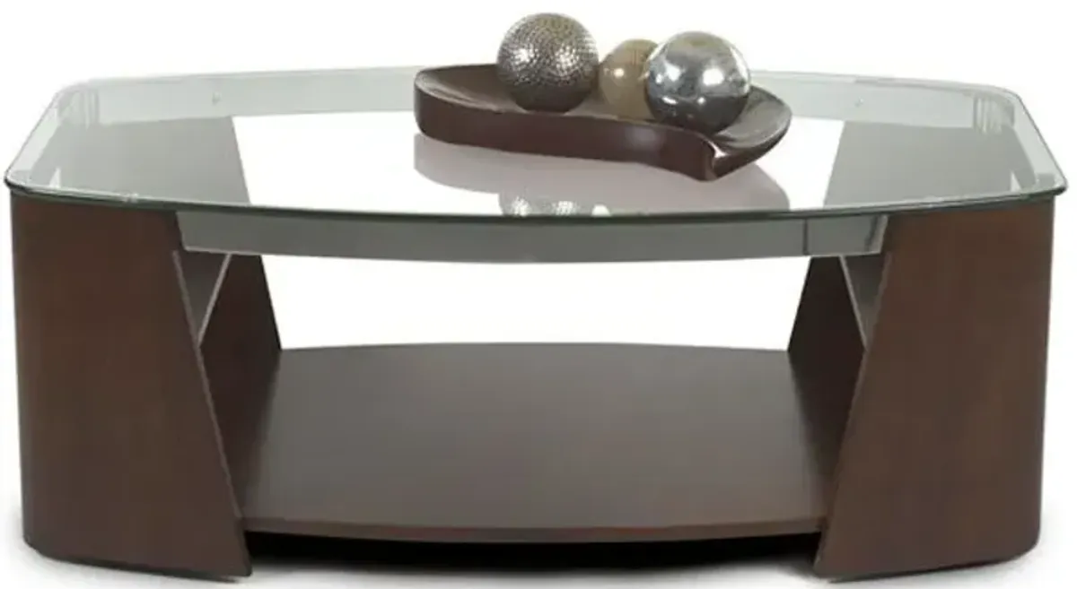 Dark Cherry & Glass Cocktail Table