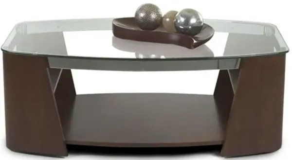 Dark Cherry & Glass Coffee Table