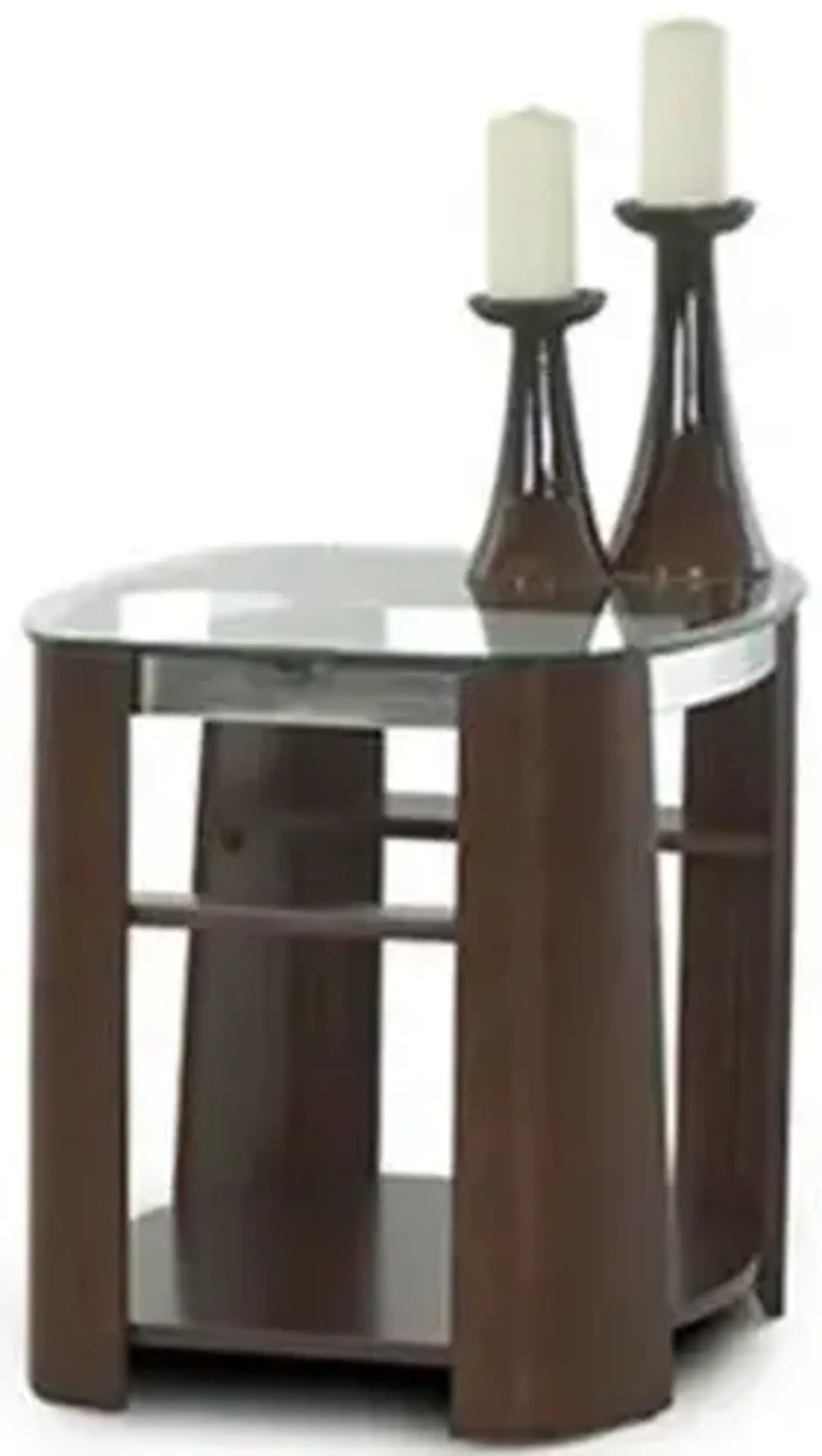 Dark Cherry & Glass End Table