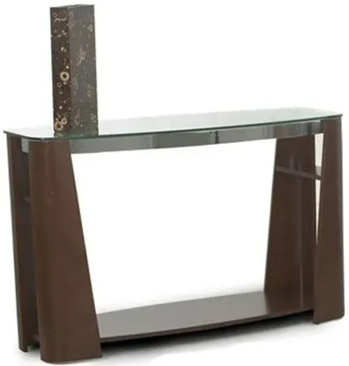 Dark Cherry & Glass Sofa Table