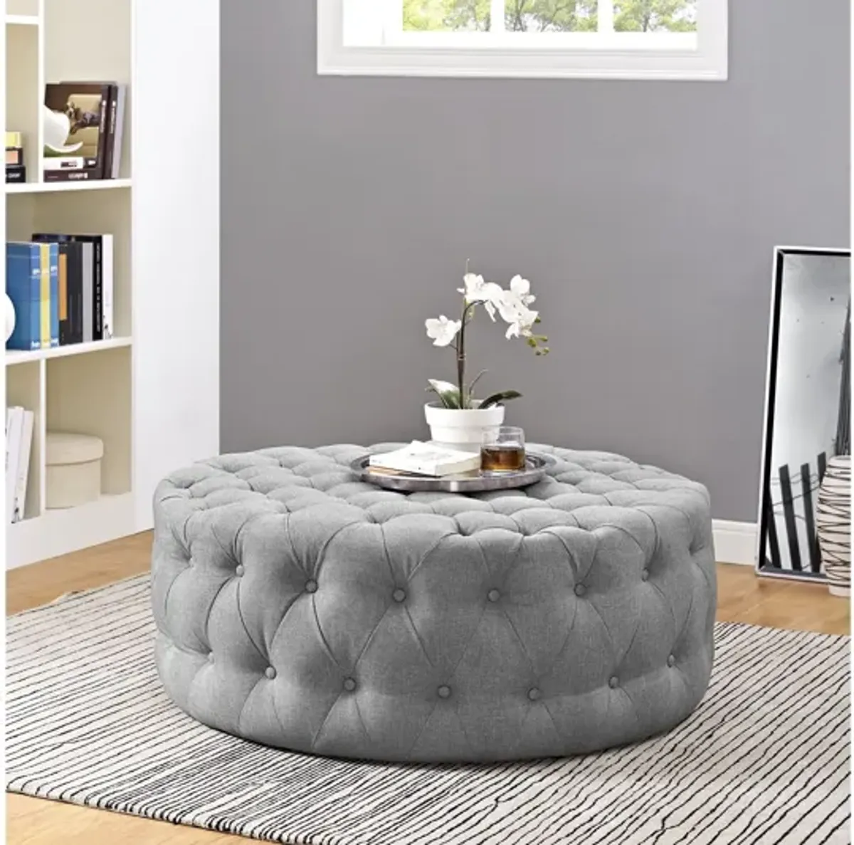 Amour Ottoman in Light Grey