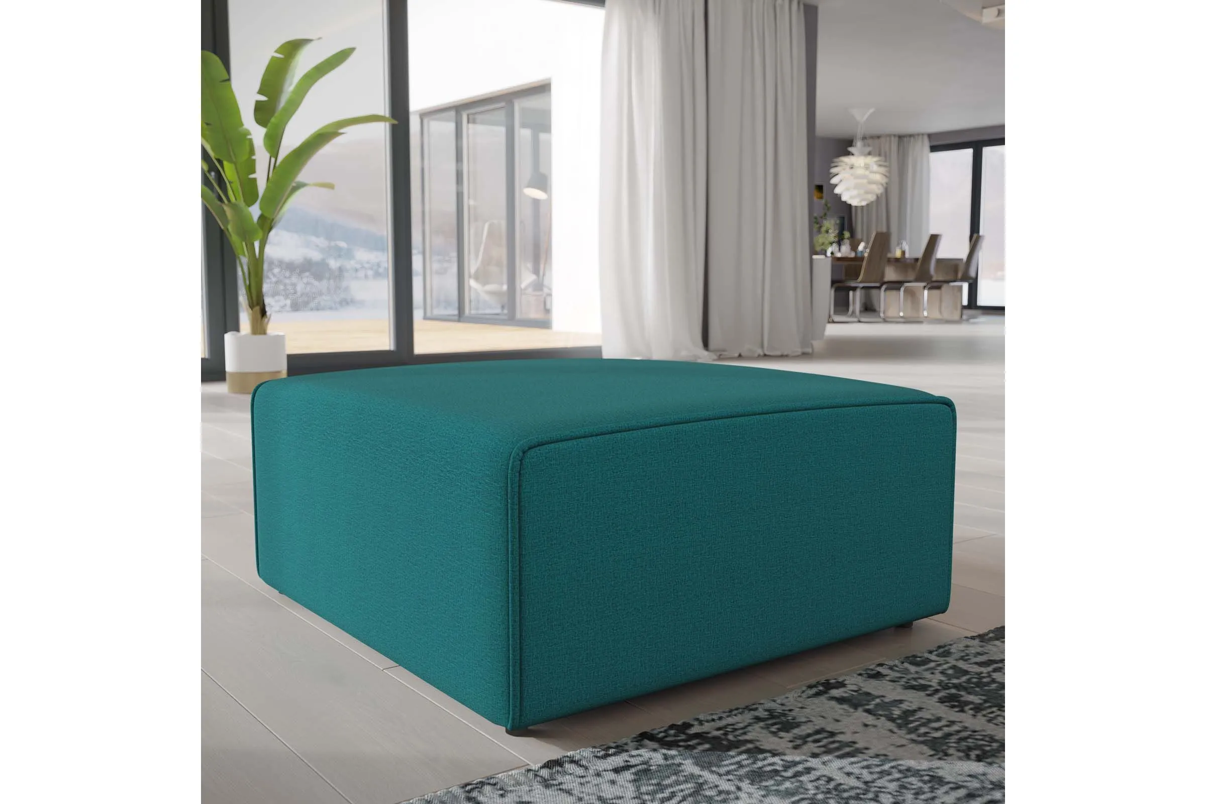 Mingle Fabric Ottoman in Teal