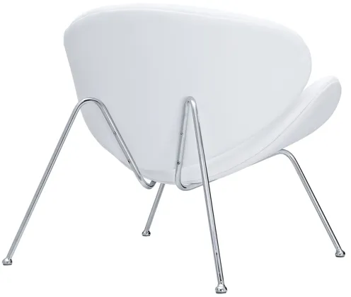 Nutshell Upholstered Vinyl Lounge Chair in White