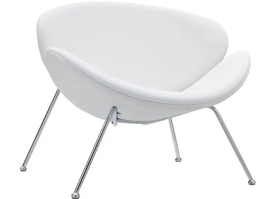 Nutshell Upholstered Vinyl Lounge Chair in White