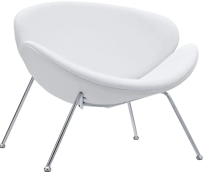 Nutshell Upholstered Vinyl Lounge Chair in White