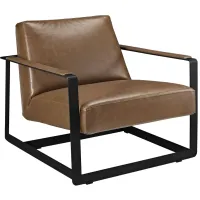 Seg Vegan Leather Accent Chair in Brown