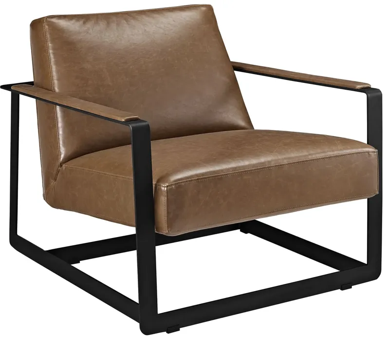 Seg Vegan Leather Accent Chair in Brown