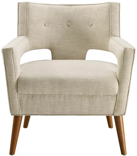 Sheer Upholstered Fabric Armchair in Sand