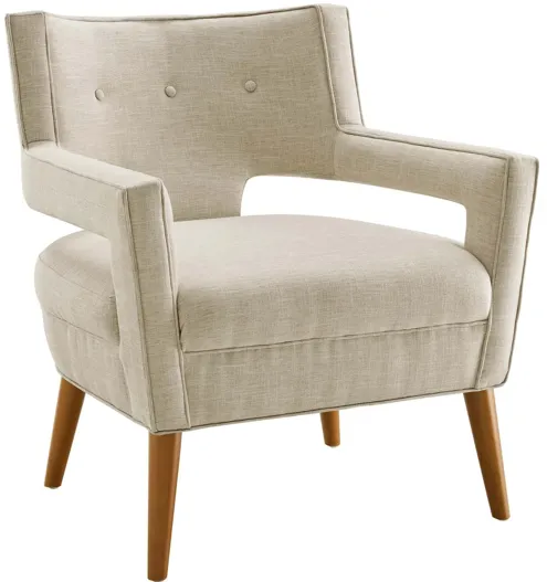 Sheer Upholstered Fabric Armchair in Sand