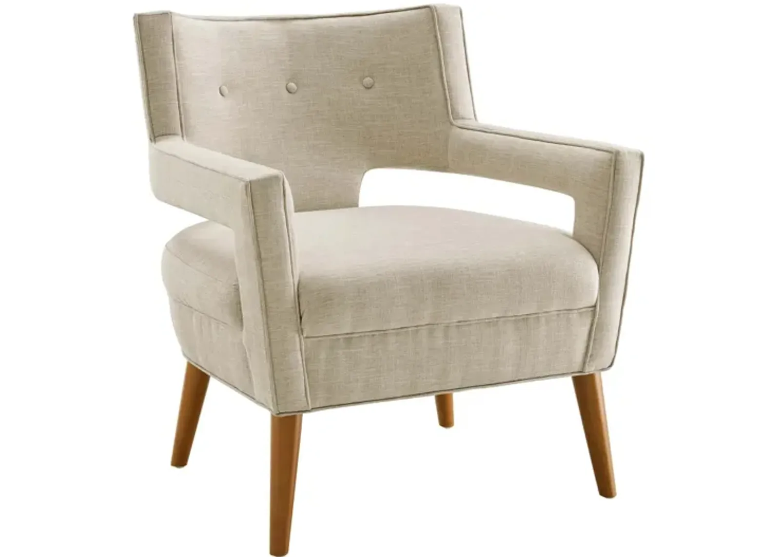 Sheer Upholstered Fabric Armchair in Sand