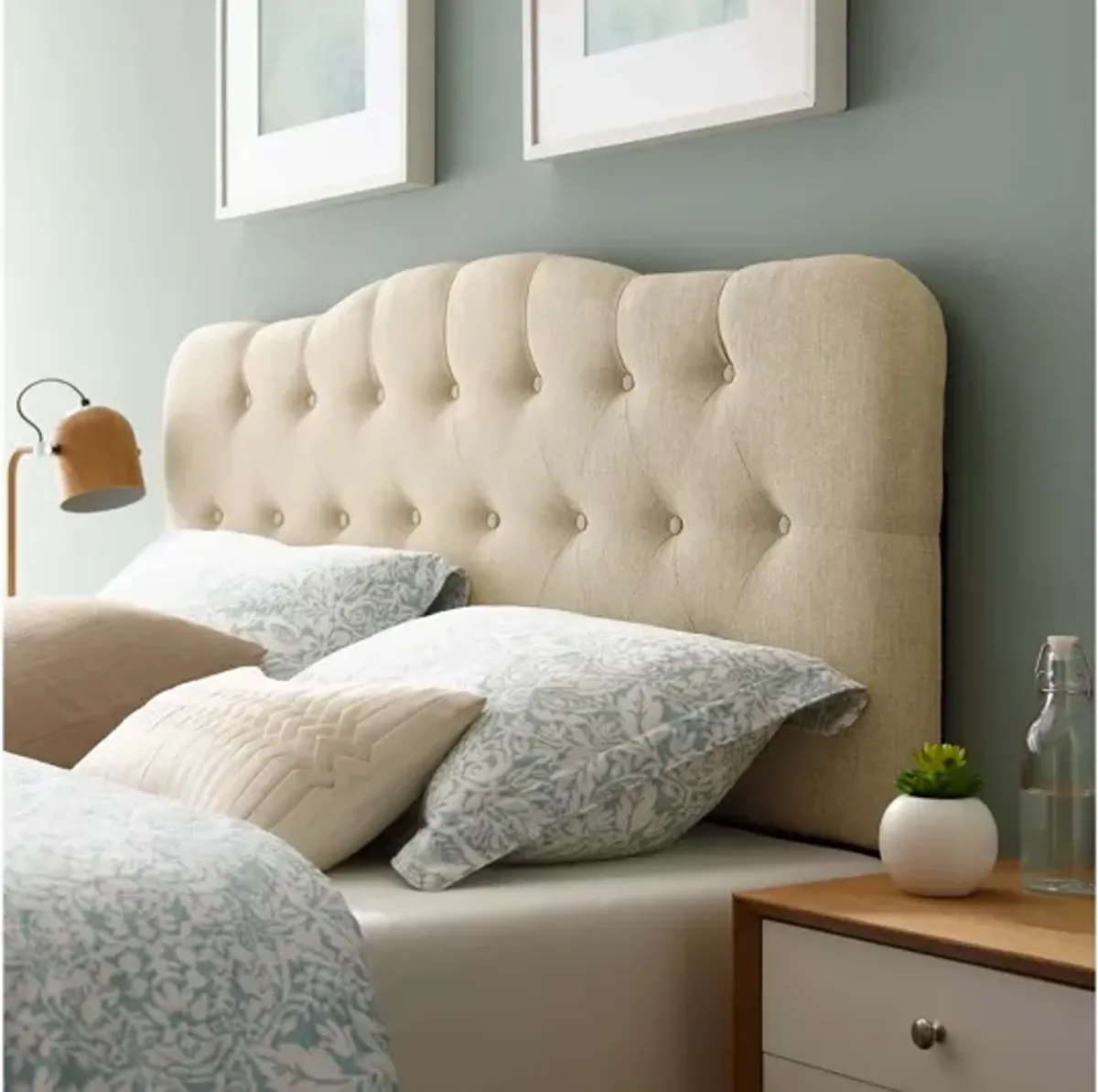 Annabel Full Upholstered Headboard in Beige