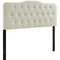 Annabel Queen Upholstered Headboard in Ivory