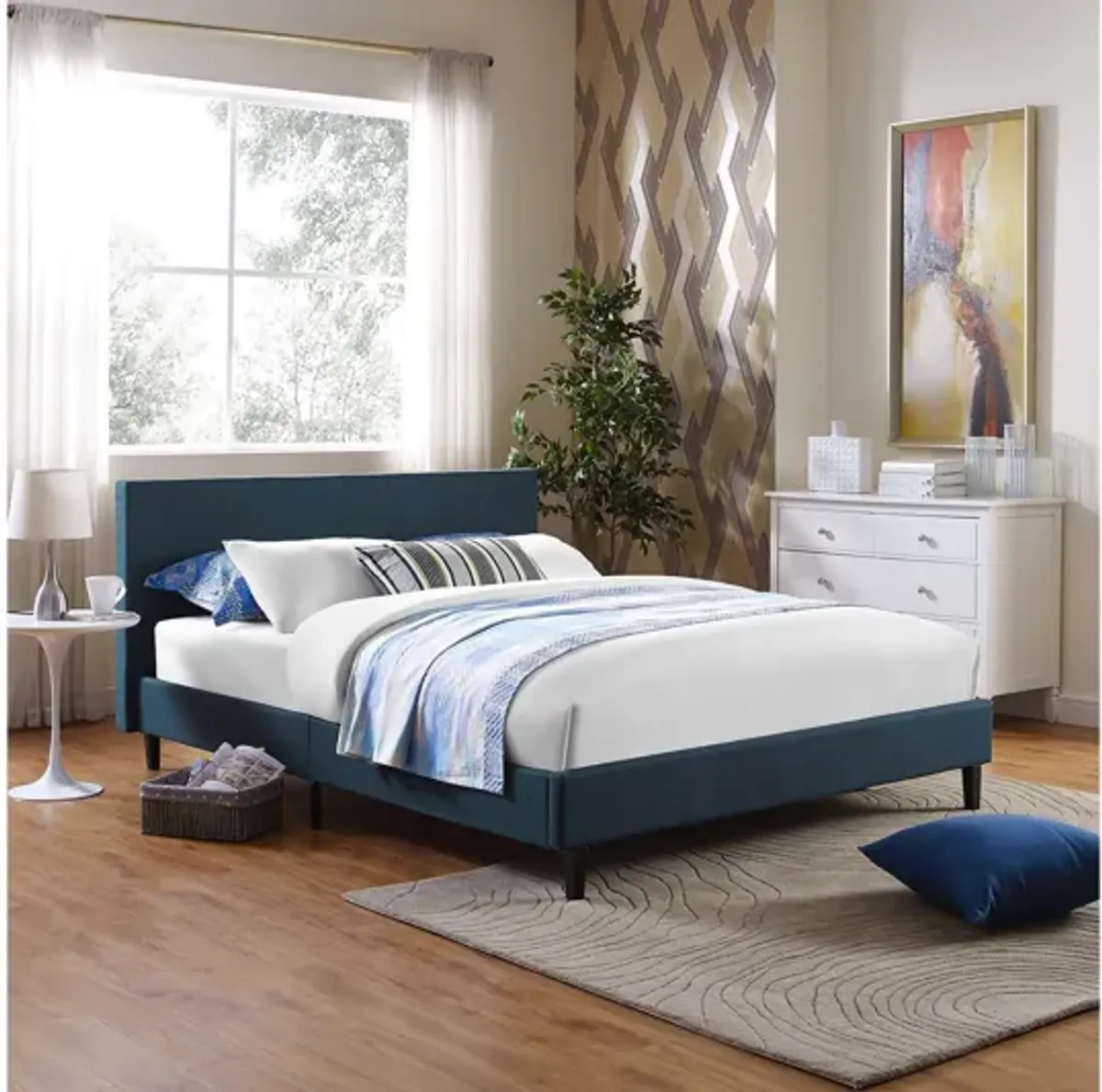 Anya Full Fabric Bed in Azure