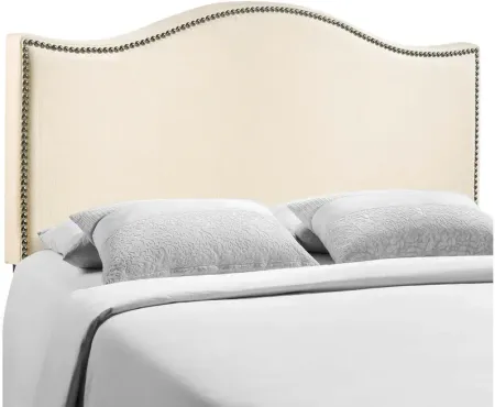 Curl Queen Nailhead Upholstered Headboard in Ivory