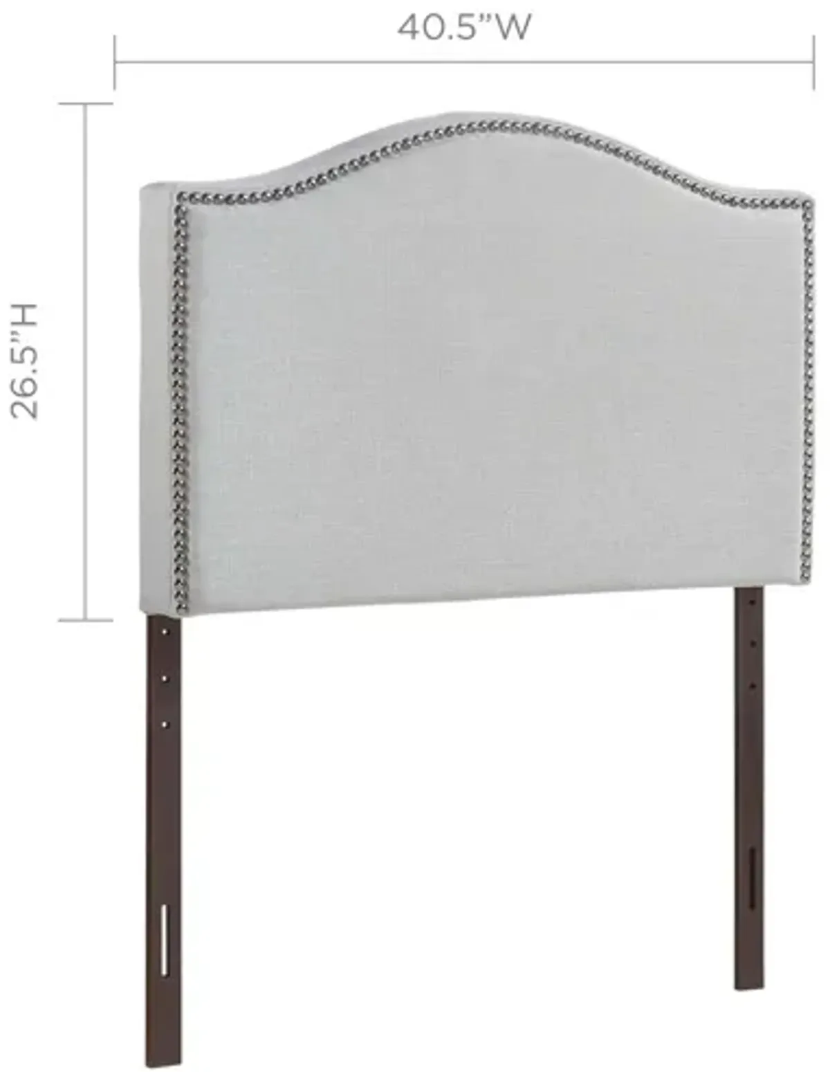 Curl Twin Nailhead Upholstered Headboard in Sky Grey