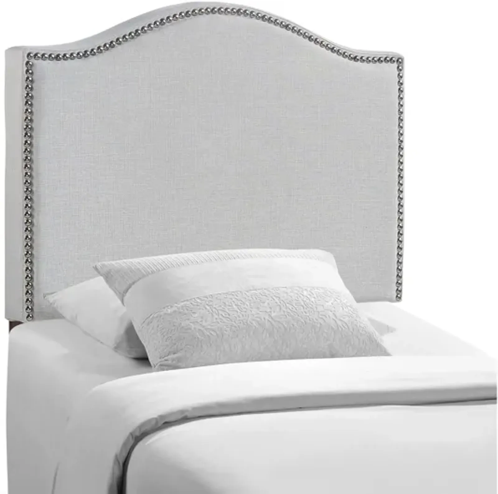 Curl Twin Nailhead Upholstered Headboard in Sky Grey