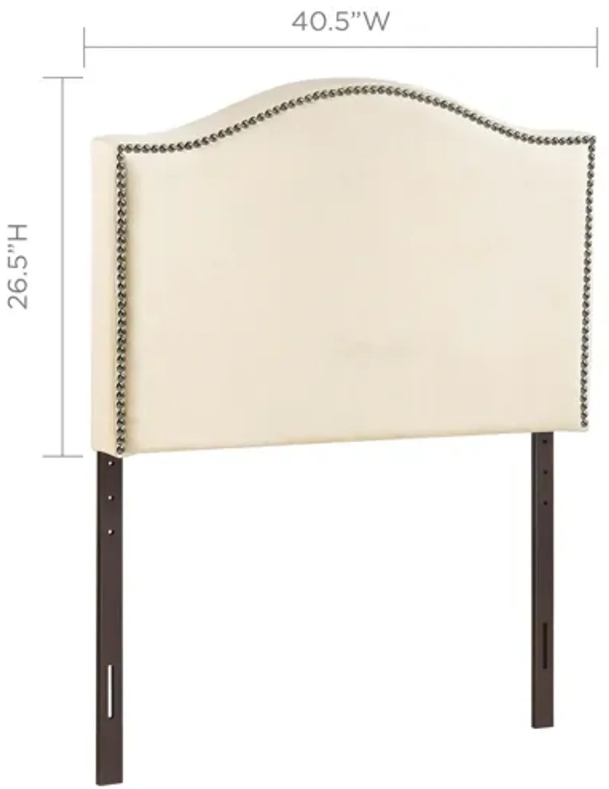 Curl Twin Nailhead Upholstered Headboard in Ivory