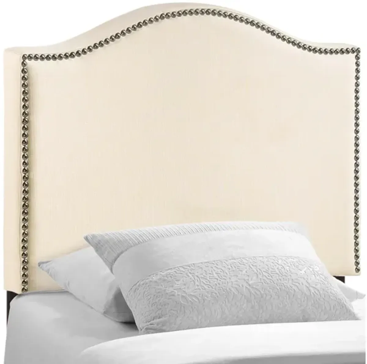 Curl Twin Nailhead Upholstered Headboard in Ivory